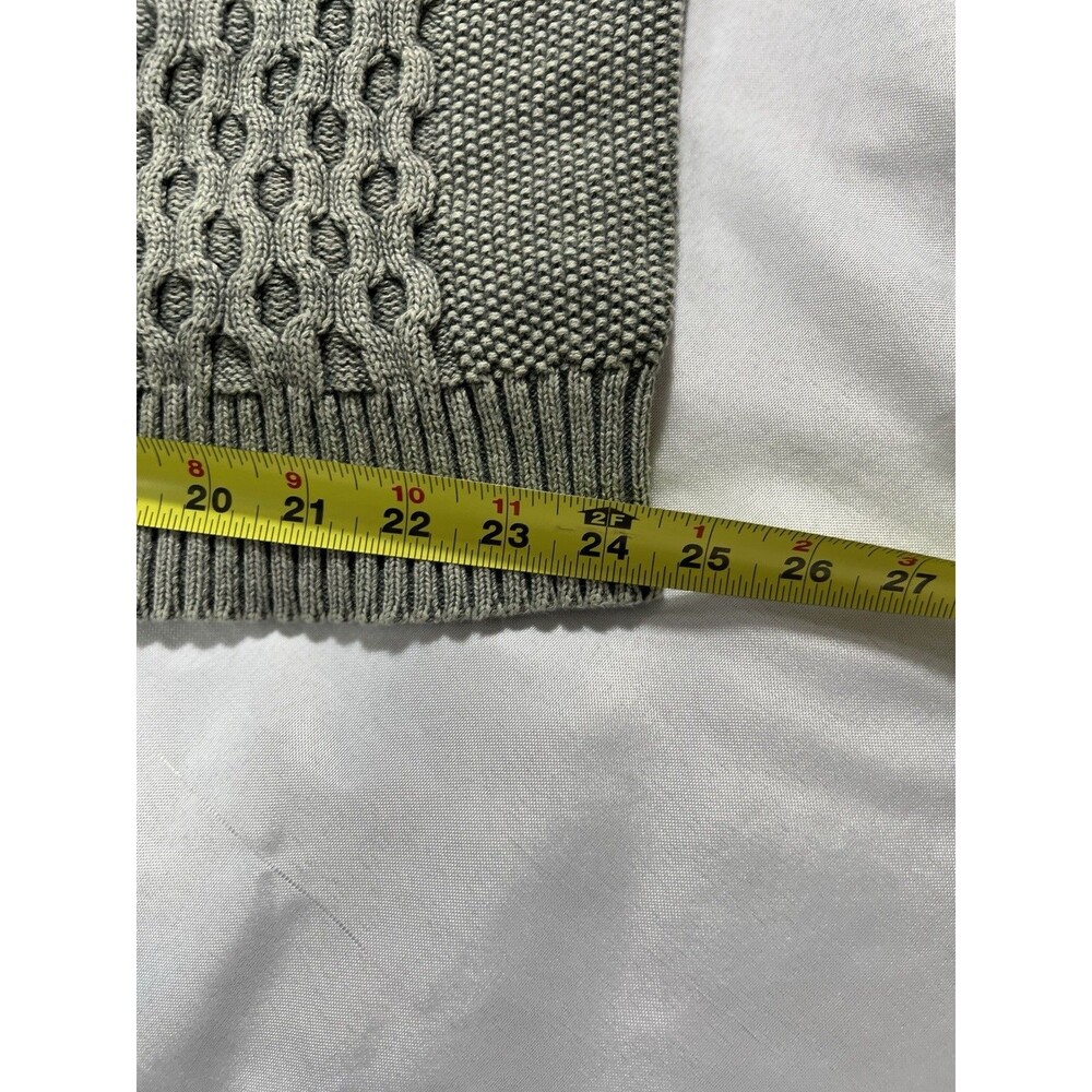J Jill Olive Green Mineral Wash Thick Cable Knit Chunky Cotton Sweater L Tall - Picture 6 of 12